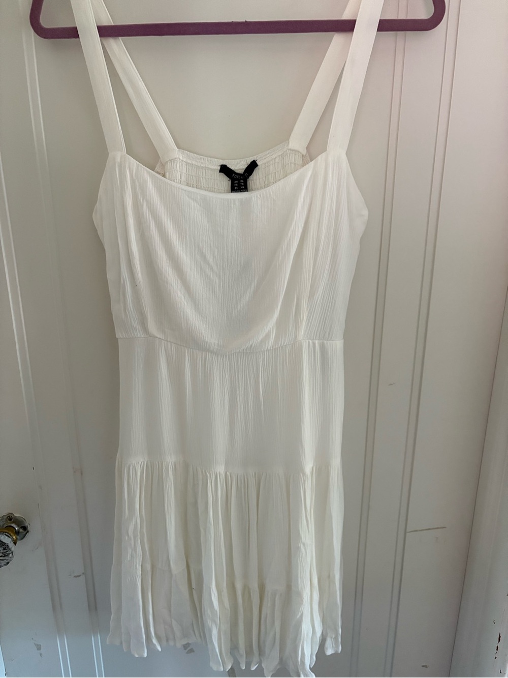 Forever 21 White Tiered Spaghetti Strap Mini Dress